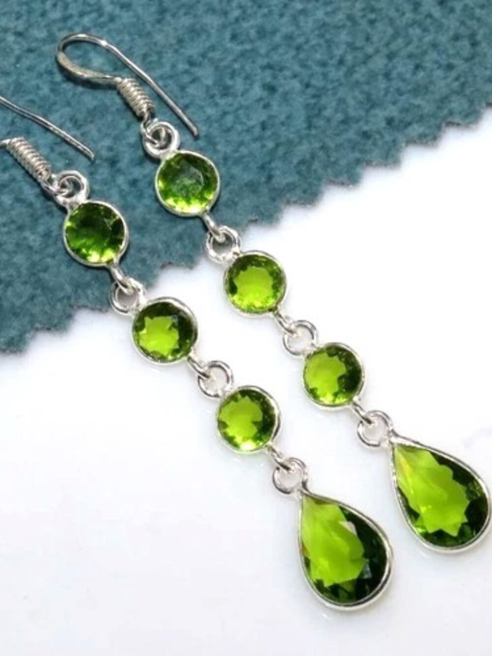 Peridot Sterlng Silver Drop Dangle Earrings